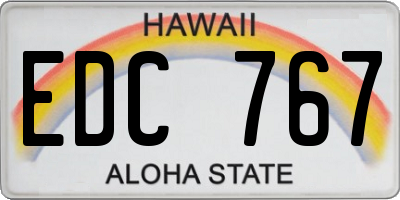HI license plate EDC767