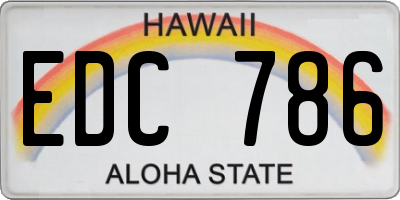 HI license plate EDC786