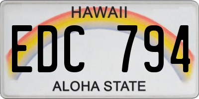 HI license plate EDC794