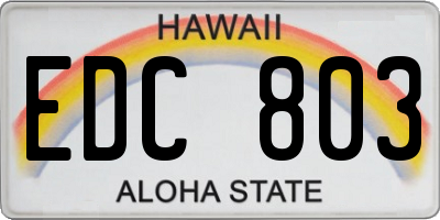 HI license plate EDC803