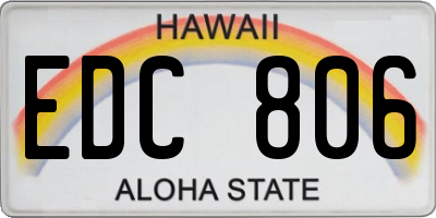 HI license plate EDC806