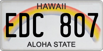 HI license plate EDC807