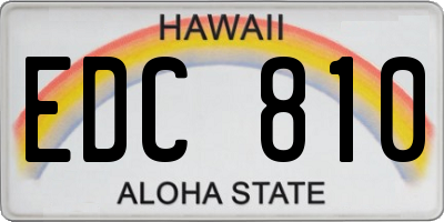 HI license plate EDC810