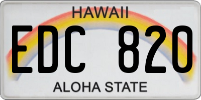 HI license plate EDC820