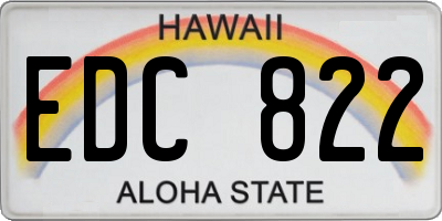 HI license plate EDC822