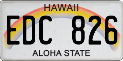 HI license plate EDC826