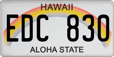 HI license plate EDC830