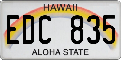 HI license plate EDC835