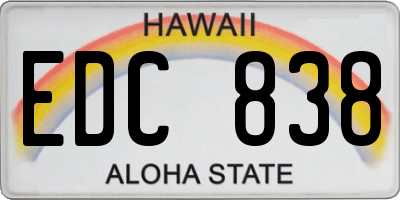 HI license plate EDC838