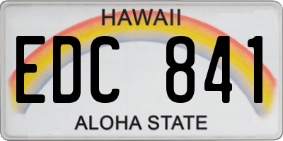 HI license plate EDC841