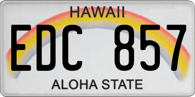 HI license plate EDC857