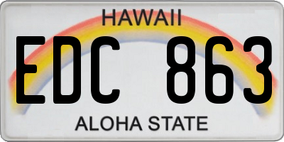 HI license plate EDC863