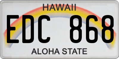 HI license plate EDC868