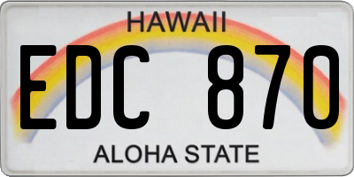 HI license plate EDC870