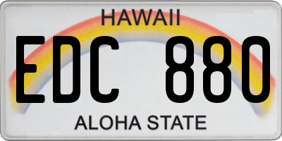 HI license plate EDC880