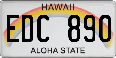 HI license plate EDC890