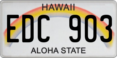 HI license plate EDC903
