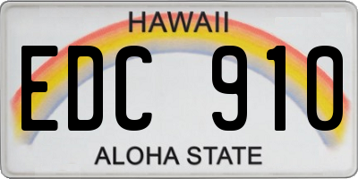 HI license plate EDC910