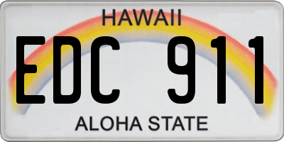 HI license plate EDC911