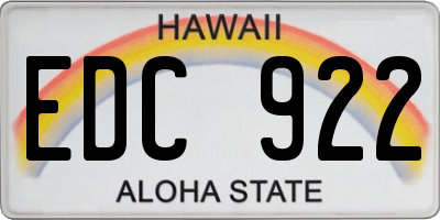 HI license plate EDC922