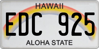 HI license plate EDC925