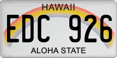 HI license plate EDC926