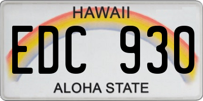 HI license plate EDC930