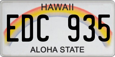 HI license plate EDC935