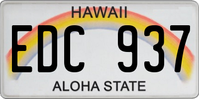 HI license plate EDC937