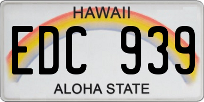 HI license plate EDC939