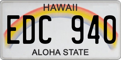 HI license plate EDC940
