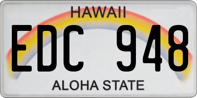 HI license plate EDC948