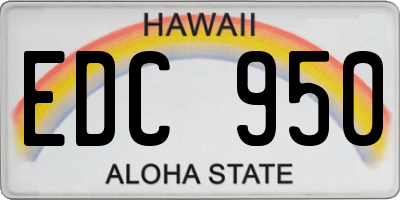 HI license plate EDC950