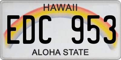 HI license plate EDC953