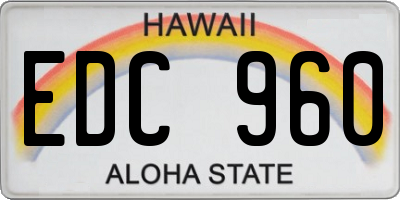 HI license plate EDC960