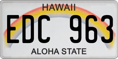 HI license plate EDC963