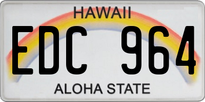 HI license plate EDC964