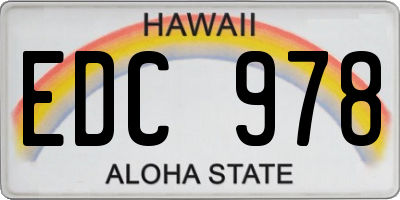 HI license plate EDC978
