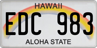 HI license plate EDC983
