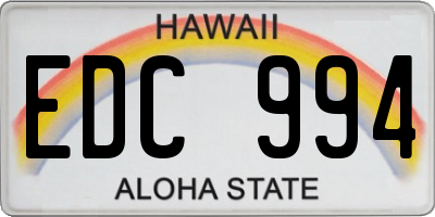 HI license plate EDC994