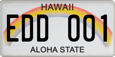 HI license plate EDD001