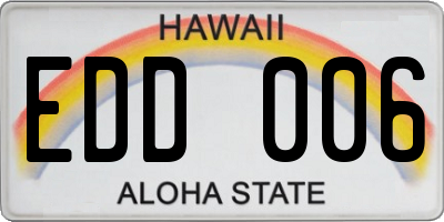 HI license plate EDD006