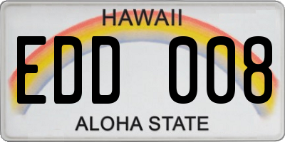 HI license plate EDD008