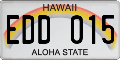 HI license plate EDD015