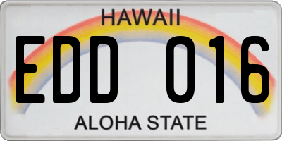 HI license plate EDD016