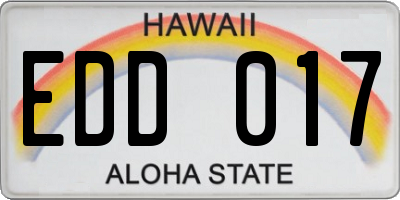 HI license plate EDD017