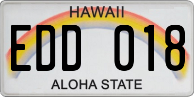 HI license plate EDD018