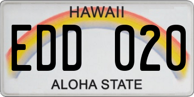 HI license plate EDD020