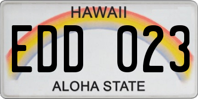 HI license plate EDD023