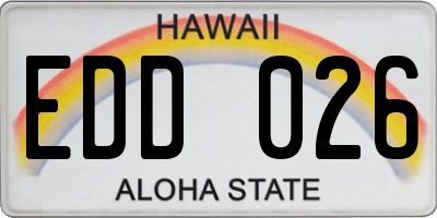 HI license plate EDD026